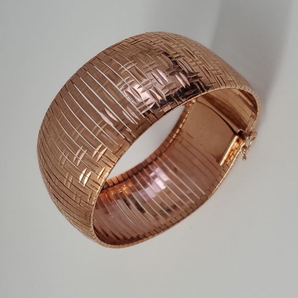 Sterling Silver 925 Wide Bracelet Rose Gold - Picture 7 of 14